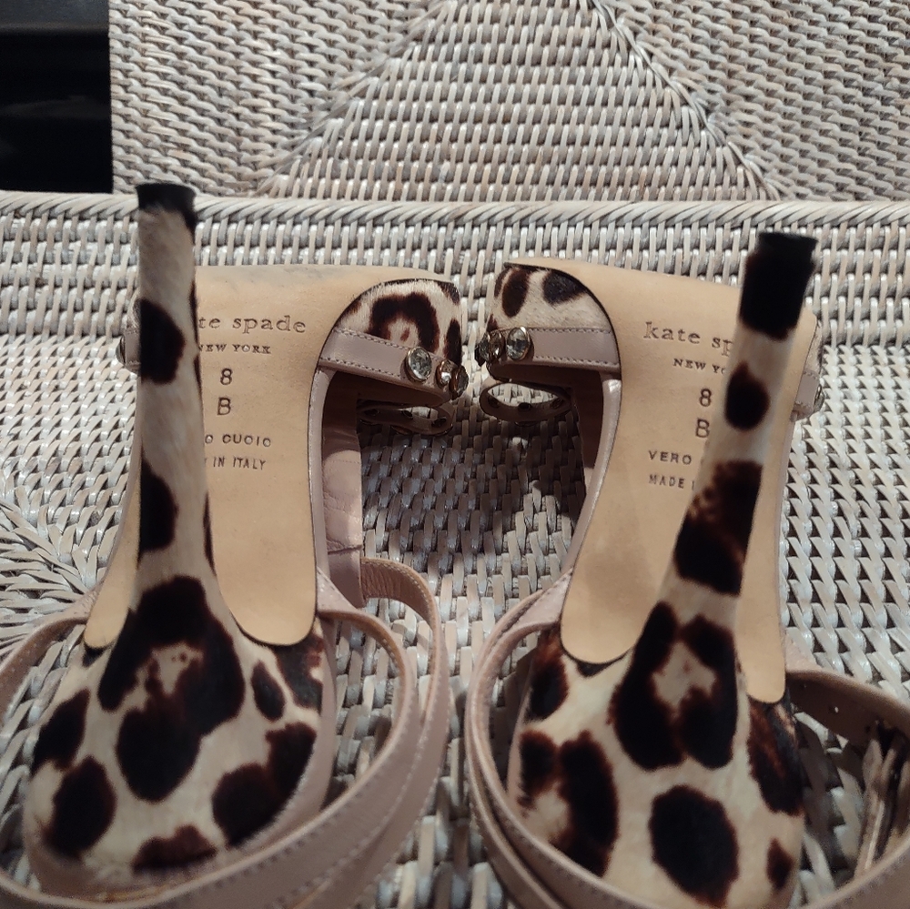 Kate Spade Leopard Calf Hair Heels Size 8 EUC - Picture 6 of 8